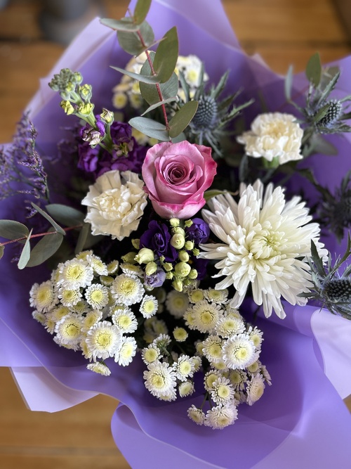 Purple and White Hand Tied 